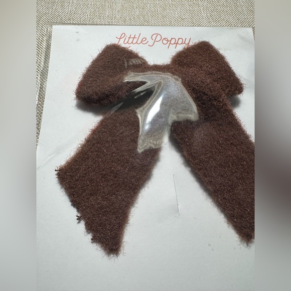 little poppy Other - Little Poppy Co - Brown Fuzzy Bow Clip